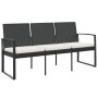 Banco de jardín de 3 plazas con cojines PP aspecto ratán negro de vidaXL, Bancos de jardín - Ref: Foro24-360212, Precio: 169,...