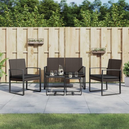 Set comedor de jardín 5 pzas y cojines PP aspecto ratán marrón de vidaXL, Conjuntos de jardín - Ref: Foro24-360216, Precio: 2...