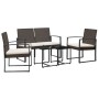 Set comedor de jardín 5 pzas y cojines PP aspecto ratán marrón de vidaXL, Conjuntos de jardín - Ref: Foro24-360216, Precio: 2...