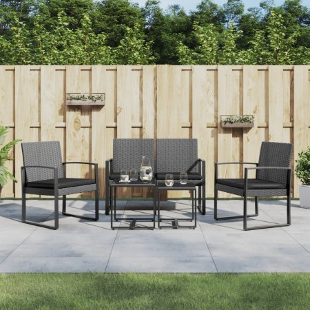 Set comedor jardín 5 pzas cojines PP aspecto ratán gris oscuro de vidaXL, Conjuntos de jardín - Ref: Foro24-360217, Precio: 2...