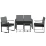 Set comedor jardín 5 pzas cojines PP aspecto ratán gris oscuro de vidaXL, Conjuntos de jardín - Ref: Foro24-360217, Precio: 2...