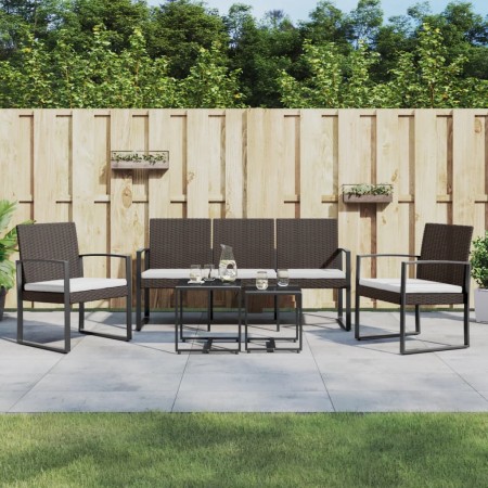 Set comedor de jardín 5 pzas y cojines PP aspecto ratán marrón de vidaXL, Conjuntos de jardín - Ref: Foro24-360219, Precio: 2...