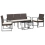 Set comedor de jardín 5 pzas y cojines PP aspecto ratán marrón de vidaXL, Conjuntos de jardín - Ref: Foro24-360219, Precio: 2...