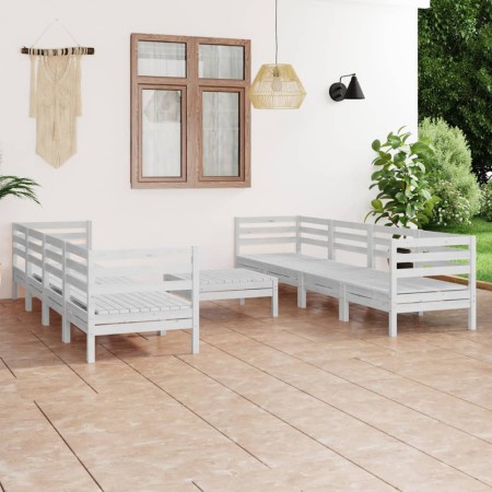 Juego de muebles de jardín 9 piezas madera maciza pino blanco en Conjuntos de jardín | Comprar online en Foru.es