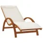 Tumbona con cojín textileno blanco y madera maciza de álamo de vidaXL, Tumbonas - Ref: Foro24-363469, Precio: 165,70 €, Descu...