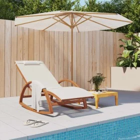 Mecedora de textileno blanco y madera maciza de álamo de vidaXL, Tumbonas - Ref: Foro24-363471, Precio: 176,13 €, Descuento: %