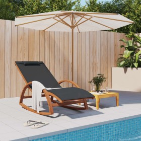 Mecedora de textileno gris y madera maciza de álamo de vidaXL, Tumbonas - Ref: Foro24-363472, Precio: 159,26 €, Descuento: %