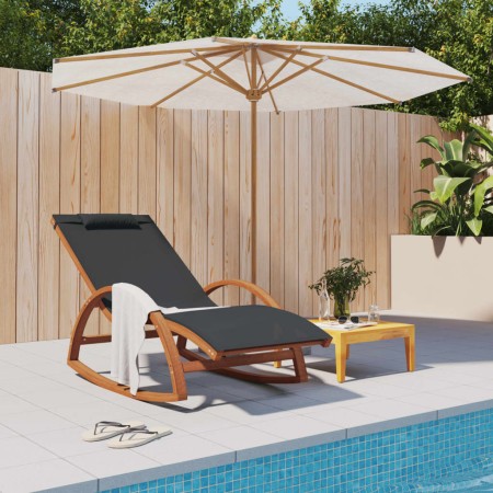 Mecedora de textileno gris y madera maciza de álamo de vidaXL, Tumbonas - Ref: Foro24-363472, Precio: 159,26 €, Descuento: %