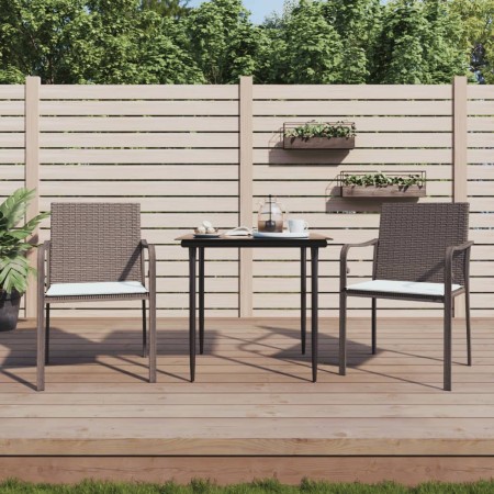 Sillas jardín y cojines 2 uds ratán sintético marrón 56x59x84cm de vidaXL, Sillas de jardín - Ref: Foro24-364093, Precio: 98,...