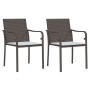 Sillas jardín y cojines 2 uds ratán sintético marrón 56x59x84cm de vidaXL, Sillas de jardín - Ref: Foro24-364093, Precio: 98,...