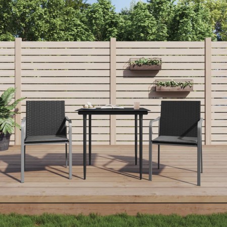 Sillas jardín y cojines 2 uds ratán sintético negro 56x59x84 cm de vidaXL, Sillas de jardín - Ref: Foro24-364094, Precio: 106...
