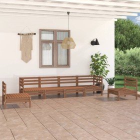 Juego muebles de jardín 6 pzas madera maciza pino marrón miel en Conjuntos de jardín | Comprar online en Foru.es