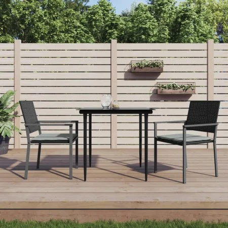 Sillas jardín cojines 2 uds ratán sintético negro 54x62,5x89 cm de vidaXL, Sillas de jardín - Ref: Foro24-364097, Precio: 91,...
