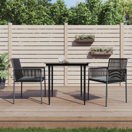 Sillas jardín con cojines 2 uds ratán PE negro 54x60,5x83,5cm de vidaXL, Sillas de jardín - Ref: Foro24-364102, Precio: 137,2...