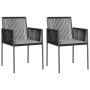 Sillas jardín con cojines 2 uds ratán PE negro 54x60,5x83,5cm de vidaXL, Sillas de jardín - Ref: Foro24-364102, Precio: 137,2...