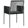 Sillas jardín con cojines 2 uds ratán PE negro 54x60,5x83,5cm de vidaXL, Sillas de jardín - Ref: Foro24-364102, Precio: 137,2...