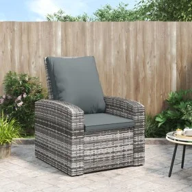 Sillón reclinable de jardín con cojines ratán sintético gris de vidaXL, Sillas de jardín - Ref: Foro24-364104, Precio: 201,63...