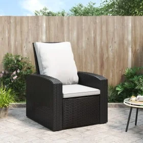 Sillón reclinable de jardín con cojines ratán sintético negro de vidaXL, Sillas de jardín - Ref: Foro24-364105, Precio: 177,2...