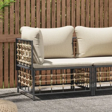 Garden corner sofa with beige synthetic rattan cushions by vidaXL, Modular outdoor sofas - Ref: Foro24-364130, Price: 68,43 €...