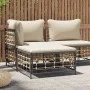 Taburete de jardín con cojín ratán sintético beige de vidaXL, Sofás modulares de exterior - Ref: Foro24-364132, Precio: 45,85...