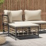 Taburete de jardín con cojín ratán sintético beige de vidaXL, Sofás modulares de exterior - Ref: Foro24-364132, Precio: 45,86...