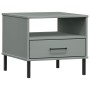 Mesita de noche con patas de metal OSLO madera maciza pino gris de vidaXL, Mesas auxiliares - Ref: Foro24-351031, Precio: 47,...