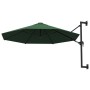 Sombrilla de pared con barra de metal 300 cm verde de vidaXL, Sombrillas - Ref: Foro24-44864, Precio: 96,46 €, Descuento: %