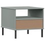 Mesita de noche con patas de metal OSLO madera maciza pino gris de vidaXL, Mesas auxiliares - Ref: Foro24-351031, Precio: 47,...