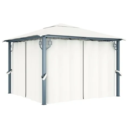 Cenador con cortina color crema aluminio 300x300 cm de vidaXL, Carpas y cenadores - Ref: Foro24-48042, Precio: 474,79 €, Desc...