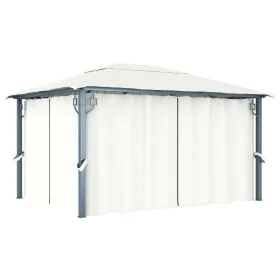 Cenador con cortina color crema aluminio 400x300 cm de vidaXL, Carpas y cenadores - Ref: Foro24-48044, Precio: 537,65 €, Desc...