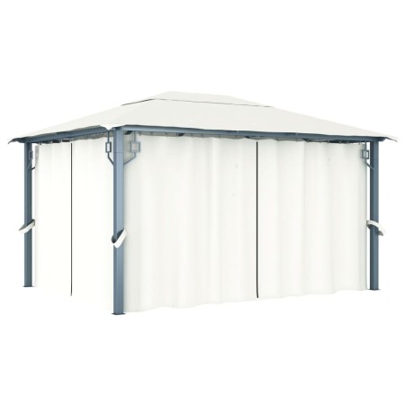 Cenador con cortina color crema aluminio 400x300 cm de vidaXL, Carpas y cenadores - Ref: Foro24-48044, Precio: 490,03 €, Desc...