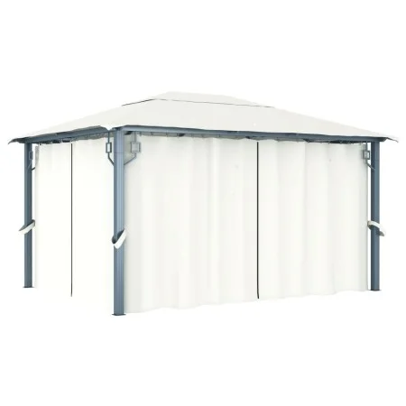 Cenador con cortina color crema aluminio 400x300 cm de vidaXL, Carpas y cenadores - Ref: Foro24-48044, Precio: 537,65 €, Desc...