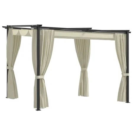 Cenador con cortinas acero color crema 3x3 m de vidaXL, Carpas y cenadores - Ref: Foro24-48050, Precio: 348,72 €, Descuento: %