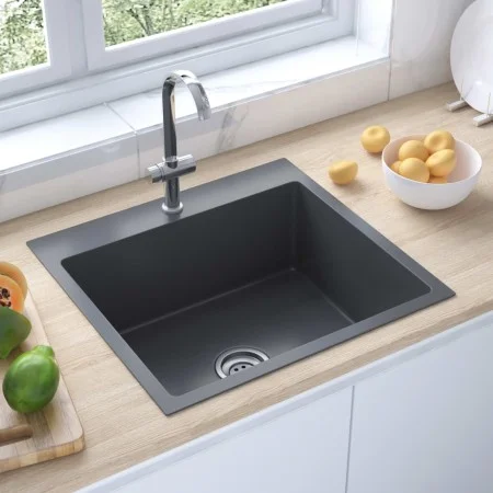 Fregadero hecho a mano de acero inoxidable negro de vidaXL, Fregaderos - Ref: Foro24-51509, Precio: 105,58 €, Descuento: %
