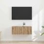 Mueble de TV Montado en la Pared 2 pcs Roble Artesanal en Muebles TV | Comprar online en Foru.es