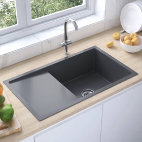Fregadero hecho a mano de acero inoxidable negro de vidaXL, Fregaderos - Ref: Foro24-51521, Precio: 187,04 €, Descuento: %