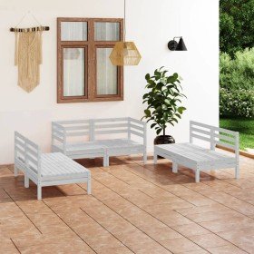 Juego de muebles de jardín 6 piezas madera maciza pino blanco en Conjuntos de jardín | Comprar online en Foru.es