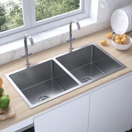 Fregadero de cocina hecho a mano acero inoxidable de vidaXL, Fregaderos - Ref: Foro24-51522, Precio: 128,74 €, Descuento: %