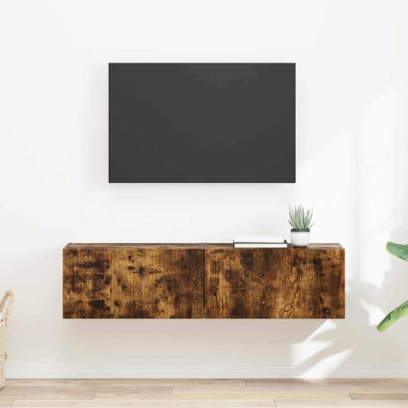 Mueble de TV Montado en la Pared 2 pcs Roble ahumado en Muebles TV | Comprar online en Foru.es