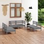 Juego de muebles de jardín 6 piezas madera maciza de pino gris en Conjuntos de jardín | Comprar online en Foru.es