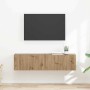 Mueble de TV Montado en la Pared 2 pcs Roble Artesanal en Muebles TV | Comprar online en Foru.es