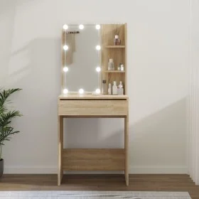 Tocador con LED color roble Sonoma 60x40x140 cm de vidaXL, Tocadores para dormitorios - Ref: Foro24-808831, Precio: 112,14 €,...