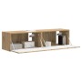 Mueble de TV Montado en la Pared 2 pcs Roble Artesanal en Muebles TV | Comprar online en Foru.es