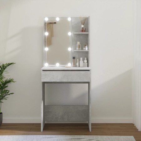 Tocador con LED color gris hormigón 60x40x140 cm de vidaXL, Tocadores para dormitorios - Ref: Foro24-808832, Precio: 100,95 €...