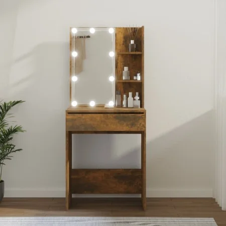 Tocador con LED color roble ahumado 60x40x140 cm de vidaXL, Tocadores para dormitorios - Ref: Foro24-820442, Precio: 80,27 €,...