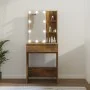 Schminktisch mit LED, Farbe Eiche geräuchert, 60 x 40 x 140 cm von vidaXL, Schlafzimmerkommoden - Ref: Foro24-820442, Preis: ...