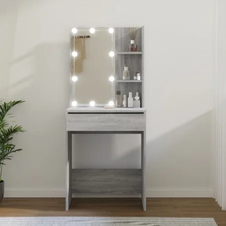 Tocador con LED color gris Sonoma 60x40x140 cm de vidaXL, Tocadores para dormitorios - Ref: Foro24-820443, Precio: 110,56 €, ...