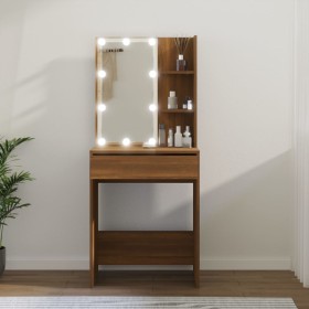 Tocador con LED marrón roble 60x40x140 cm de vidaXL, Tocadores para dormitorios - Ref: Foro24-820444, Precio: 101,01 €, Descu...
