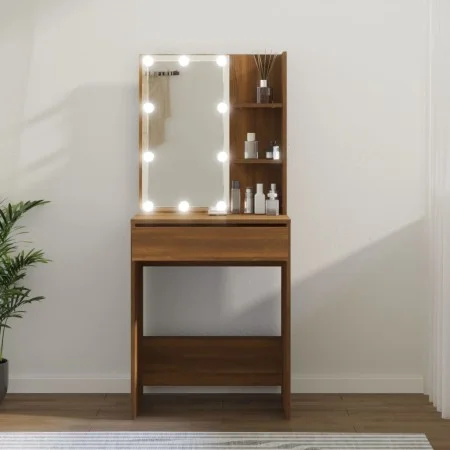 Tocador con LED marrón roble 60x40x140 cm de vidaXL, Tocadores para dormitorios - Ref: Foro24-820444, Precio: 99,46 €, Descue...