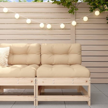 Sofá central con cojines madera maciza de pino de vidaXL, Sofás modulares de exterior - Ref: Foro24-825548, Precio: 76,58 €, ...